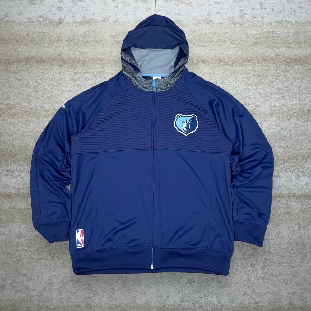 Vintage Y2K Grizzlies Adidas Hoodie Mens XL Navy Blue Full Zip Track Jacket
